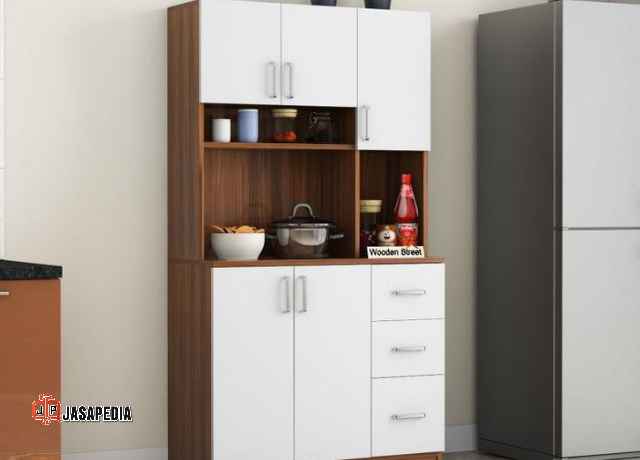 Lemari piring minimalis dari kayu Bekasi model terbaru 2026