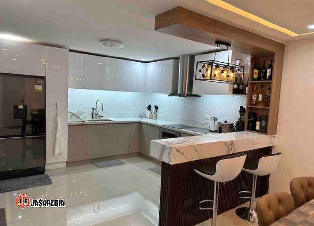 Custom kabinet dapur mini bar Bekasi Gratis Desain 3D Cepat Jadi