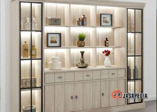 Jasa Lemari Hias Ruang Tamu Minimalis Modern Ubah Ruangan Jadi Mewah