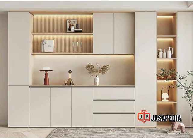 Jasa Lemari Hias Ruang Tamu Minimalis Modern