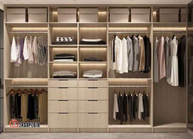 Harga Lemari custom per Meter Tangerang Bahan Blokmin Solid 18mm Anti Melengkung