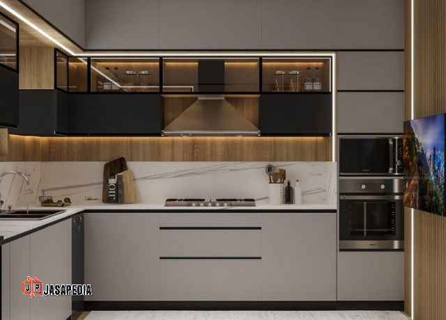 Kitchen set pvc board Depok tahan air 100% cocok dekat kamar mandi