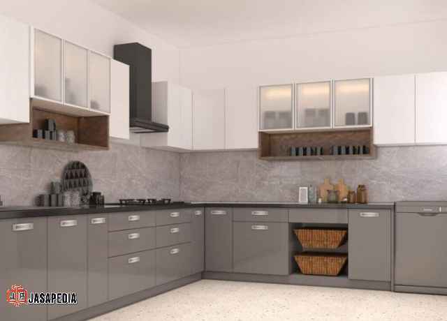 Kabinet dapur minimalis Bekasi Barat finishing HPL premium anti noda