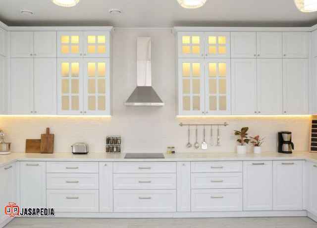 Kabinet dapur minimalis Bekasi Barat finishing HPL premium anti noda