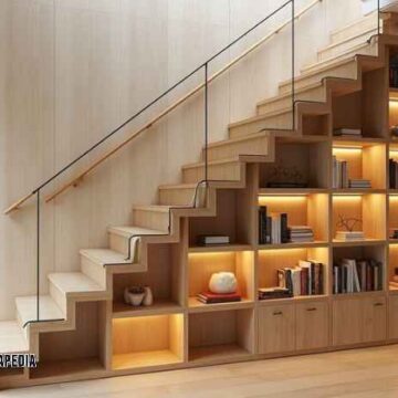 Custom lemari bawah tangga Depok gratis desain 3D
