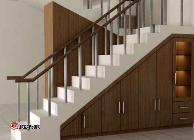 Custom lemari bawah tangga Bekasi untuk pantry dapur