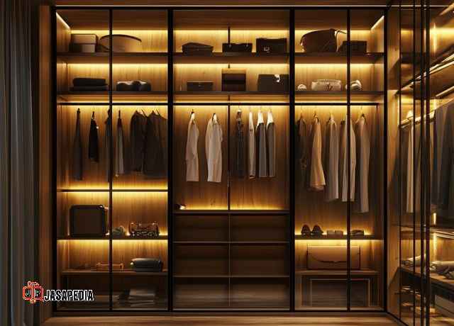 Tukang kayu custom Jakarta Selatan wardrobe kaca premium, harga pabrik termurah