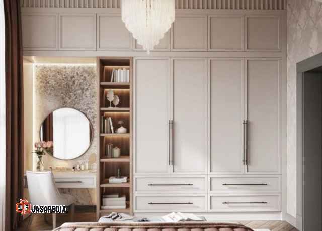 Meja Rias Custom Bekasi Menyatu Lemari Pakaian Desain Compact Modern