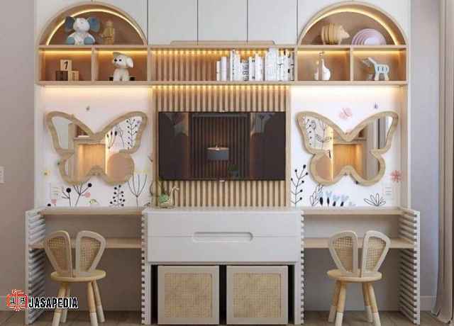 Custom Meja belajar minimalis Jakarta untuk anak perempuan estetik