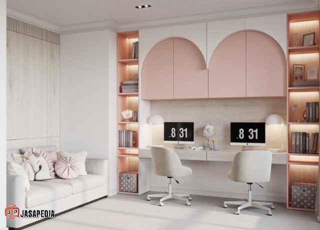 Custom Meja belajar minimalis Jakarta untuk anak perempuan estetik