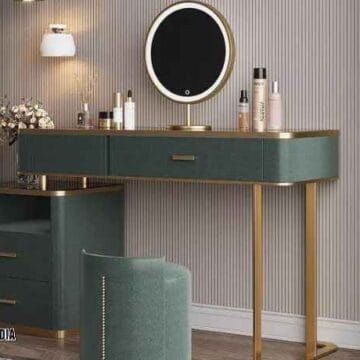 Workshop Meja Rias custom Depok finishing HPL Taco premium tahan gores Workshop Meja Rias custom Depok finishing HPL Taco premium tahan gores