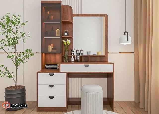 Workshop Meja Rias custom Depok finishing HPL Taco premium tahan gores