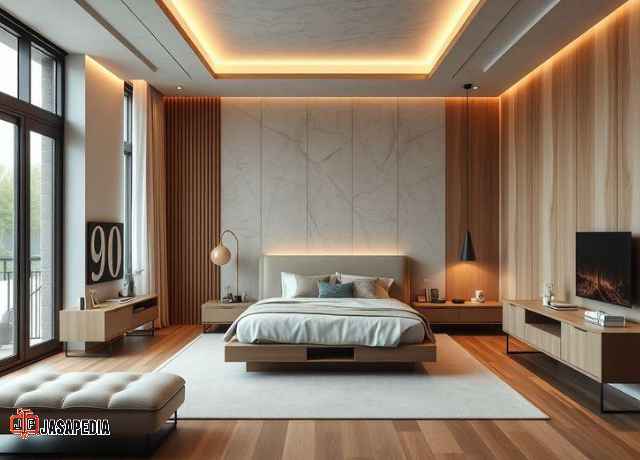 Jasa Set Kamar Tidur Mewah Jakarta Nuansa Kayu Alami Japandi Estetik