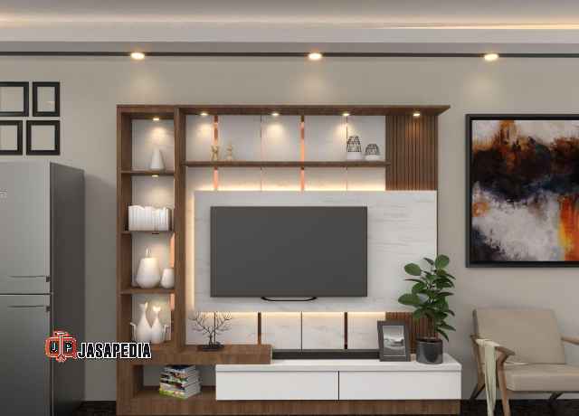 Kualitas Terbaik Custom lemari tv Depok bahan plywood anti rayap awet