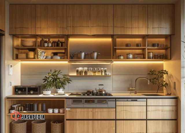 Model Terbaru! Kitchen set Rancabungur Bogor Japandi style bikin dapur villa estetik
