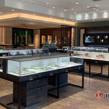 Jasa display jualan Jakarta Selatan etalase perhiasan desain unik auto laris