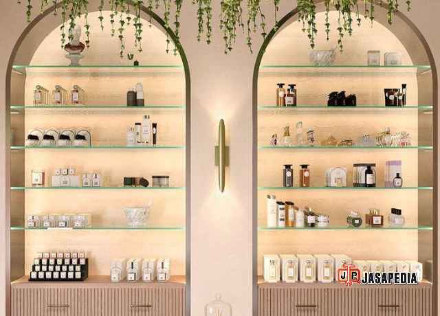 Jasa display jualan Depok showcase parfum, desain wangi bikin cuan meninggi