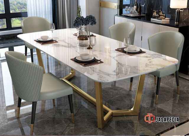 Harga Meja makan hpl marmer minimalis Jakarta