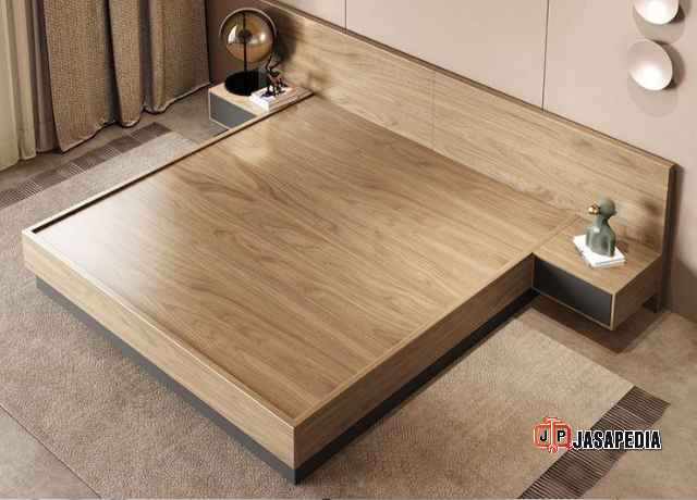 Tukang kayu custom Bekasi dipan Japandi, solusi kamar sempit jadi mewah