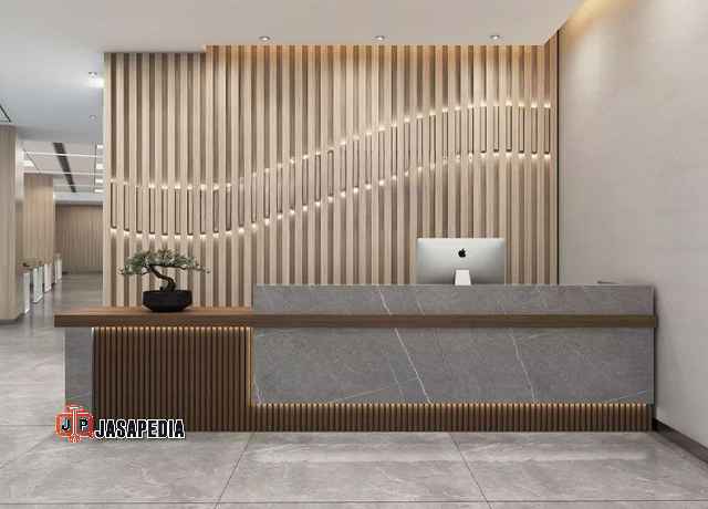 Cek! Meja Resepsionis Kantor Tangerang minimalis Skandinavia budget terbatas tapi mewah