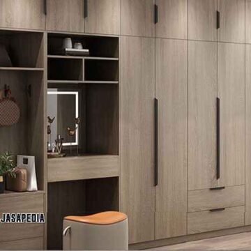 Tukang kayu custom Jakarta Barat lemari pakaian modern, anti rayap seumur hidup