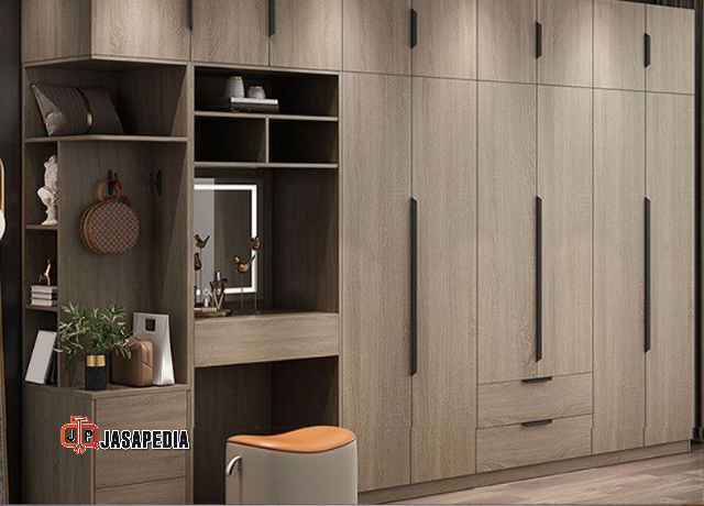 Tukang kayu custom Jakarta Barat lemari pakaian modern, anti rayap seumur hidup