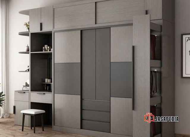 Tukang kayu custom Jakarta Barat lemari pakaian modern, anti rayap seumur hidup