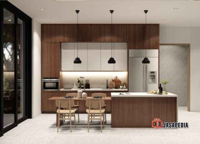 Tukang kayu custom Jakarta Timur kitchen set HPL mewah, bikin tetangga iri