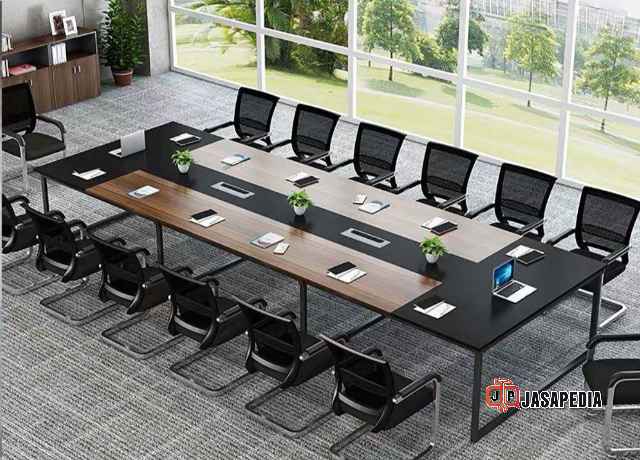 Harga custom meja rapat Depok motif HPL mewah terbaru