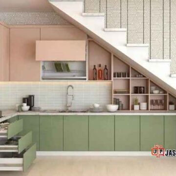 Jasa kitchen set bawah tangga anti rayap dan air Harga per meter 2 juta