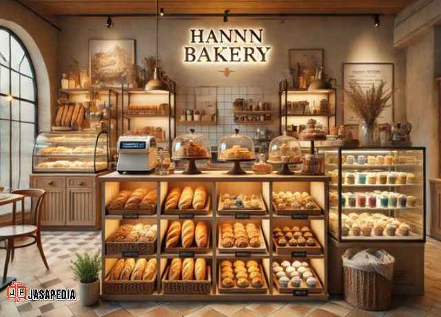 Jasa pembuatan display toko Bogor rak roti bakery, desain unik gratis 3D