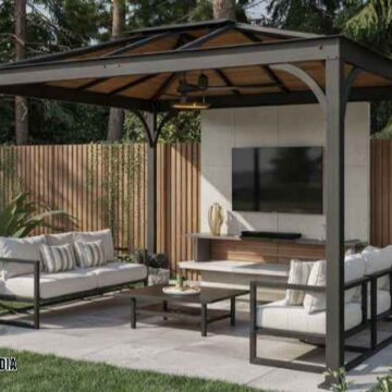 Jasa gazebo besi model industrial Tangerang untuk cafe outdoor Jasa gazebo besi model industrial Tangerang untuk cafe outdoor