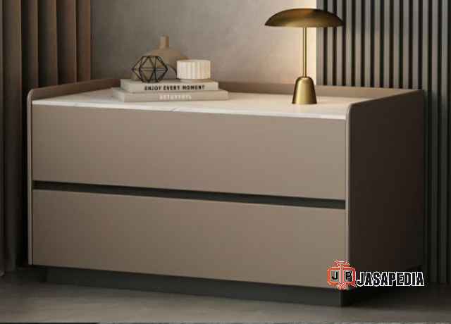 Jasa pembuatan meja kamar minimalis modern Jakarta finishing hpl taco awet