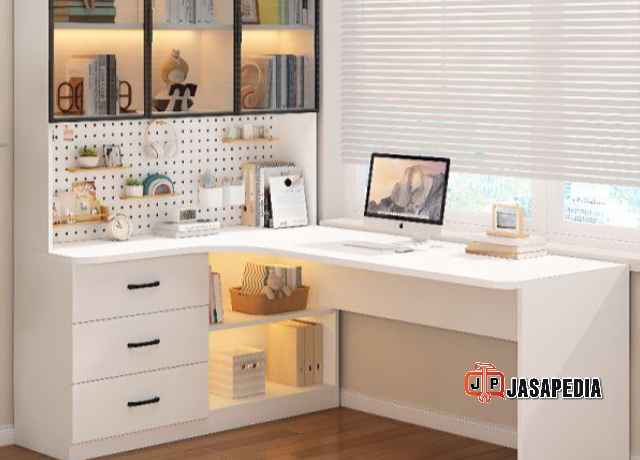 Custom Meja belajar minimalis Bogor gratis desain 3D terbaru