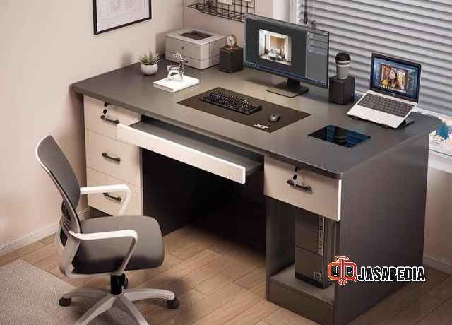 Custom Meja belajar minimalis Cikarang Bekasi plus rak buku gantung estetik rapi