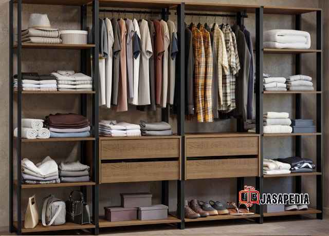 Jasa lemari pakaian besi Bekasi model industrial minimalis