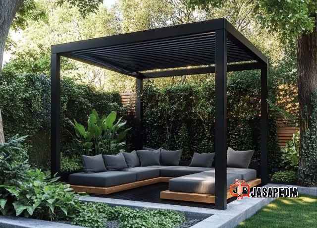 Jasa gazebo besi taman rumah Bogor desain scandinavian Jasa gazebo besi taman rumah Bogor desain scandinavian
