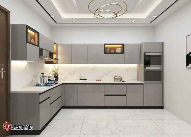 Harga kitchen set aluminium acp per meter ahlinya dapur mewah minimalis