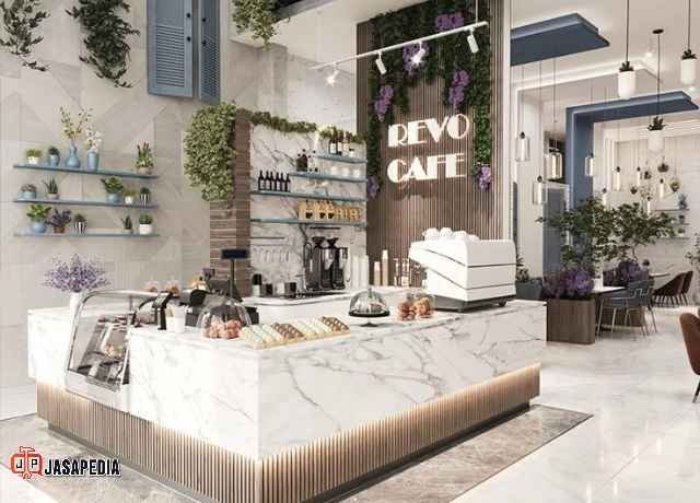 Meja Bar Cafe HPL custom motif marmer mewah area Bogor