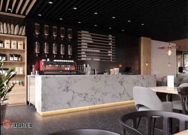 Meja Bar Cafe HPL custom motif marmer mewah area Bogor