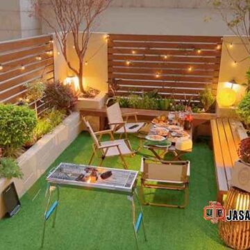 Jasa Rumput sintetis Depok area merokok outdoor kantor yang bersih dan rapi