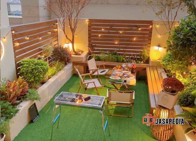 Jasa Rumput sintetis Depok area merokok outdoor kantor yang bersih dan rapi