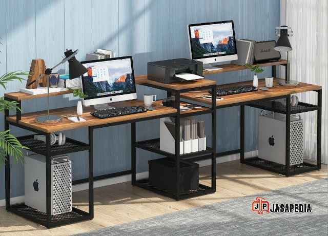 Desain simpel tapi mewah: Meja komputer custom Tangerang minimalis kaki besi hollow