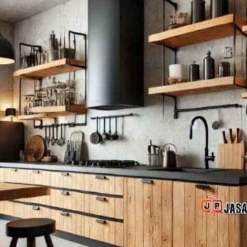 Kitchen set industrial minimalis Bekasi gratis desain 3D mewah