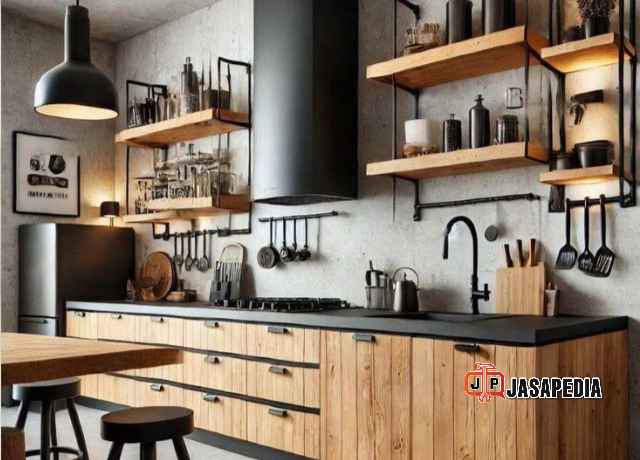Kitchen set industrial minimalis Bekasi gratis desain 3D mewah