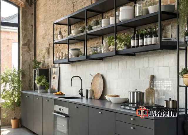 Kitchen set industrial minimalis Bekasi gratis desain 3D mewah